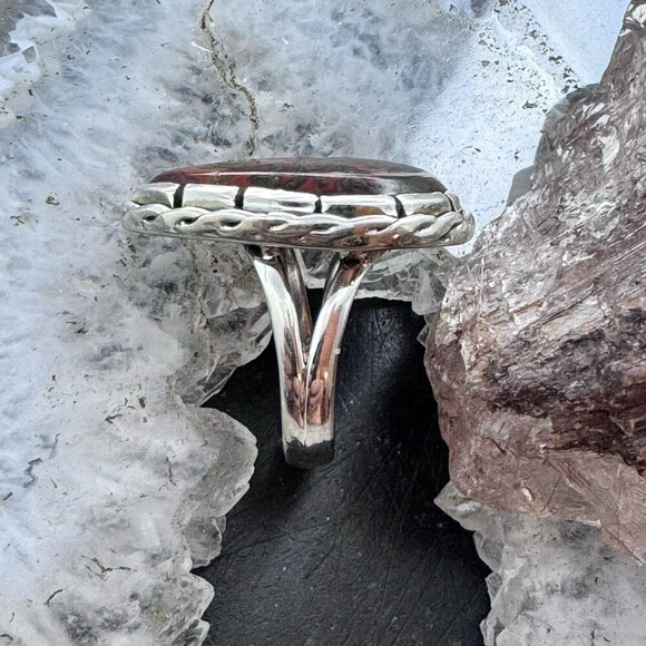 Sterling Southwestern Style Teardrop Moroccan Seam Agate Ring S 6.5 For Women - Picture 5 of 10